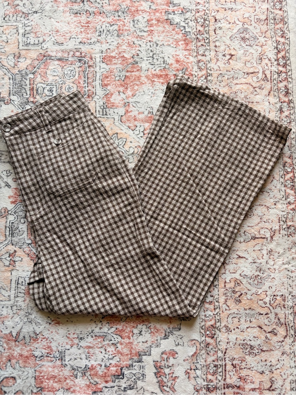 Rolla’s High-Rise Wide-Leg Gingham Pants - Brown/Cream - Picture 2 of 4